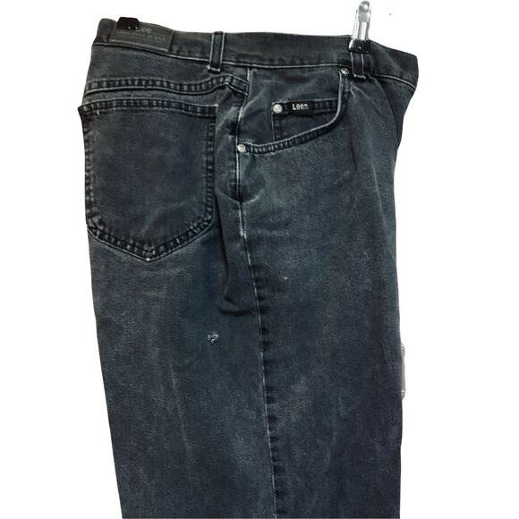 14M Lee Womens Original Jeans Black Mom Fit Denim Casual 5 Pockets Distressed - Picture 6 of 12